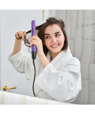 Mnsyflns 2-in-1 Ceramic Hair Straightener & Curler Purple - Lightweight Styler for Women & Girls, Temperature 120-200 - Buy Online on GoSupps.com