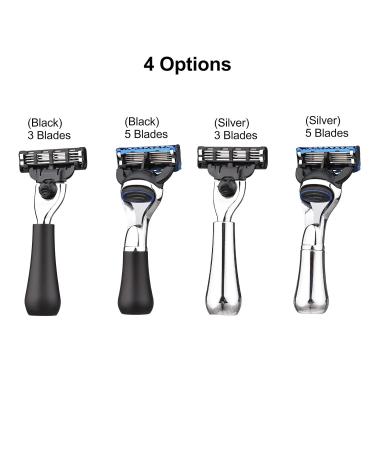 Shaving Razor with PU Storage Bag - Portable Metal Safety Beard Razor & Mustache Removal Tool | Washable & Detachable 3 Blades in Silver - Buy Online on GoSupps.com