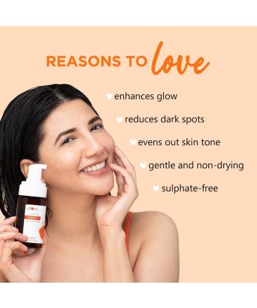Vitamin C Foaming Face Wash with Mandarin | Brightening & Cleansing | Sulphate-Free & Vegan | 110ML for Glowing Skin & Hyperpigmentation - Buy Online on GoSupps.com