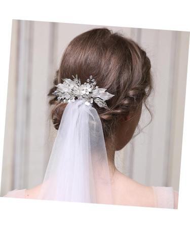 DOITOOL Straight Teeth Comb Simple Side Comb Bridal Veil Comb for Bridal Leaf Comb Metal Comb Silver Barrettes Wedding Veils Rhinestone Headpiece The Flowers Bride - Buy Online on GoSupps.com