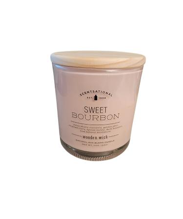 Natural Soy Blend Candle Scented Sweet Bourbon Candle Wooden Wick Light Pink Jar