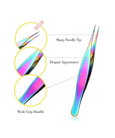 6-Piece Rainbow Pointed Tweezers Set for Ingrown Hair, Blackhead Removal, Nose & Eyebrows - Stainless Steel Precision Tweezers - Buy Online on GoSupps.com