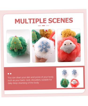 NOLITOY 4pcs Bath Ball Set - Exfoliating Santa Bath Sponge & Loofah for Christmas - Perfect Bathroom Accessory - International Shipping Available - Buy Online on GoSupps.com
