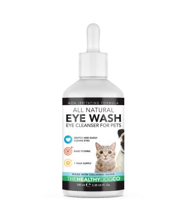 The Healthy Dog Co - Natural Dog Eye Drops - Eye Drops for Dogs and Cats - Dog Eye Wash - Tear Stain Remover for Dogs Eyes with Colloidal Silver - Gentle Dog Eye Cleaner - Cat Eye Drops - 100ml