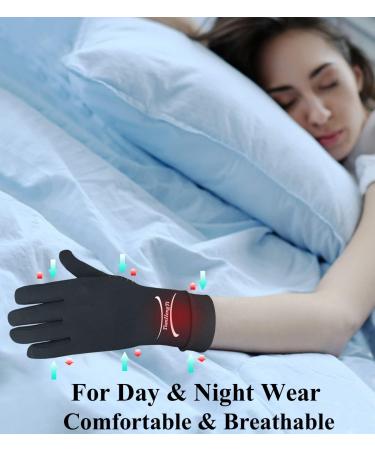 2 Pairs Copper Arthritis Gloves for Relief Pain for Women Men Full Finger Compression Gloves for Carpal Tunnel Osteoarthritis Joint Pain Computer Typing Driving Hand Support (Small) Small Black-full Finger - Buy Online on GoSupps.com