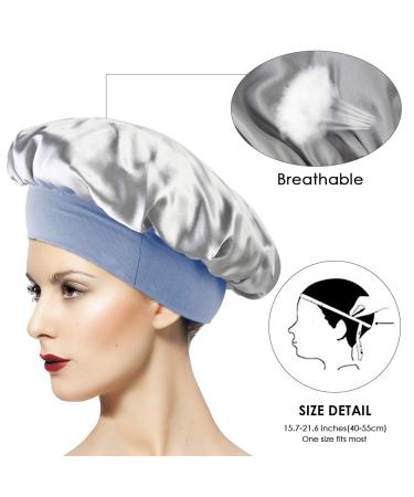 Wide-Brimmed Satin Night Caps 3-Pack for Women - Wine Red, Black, Silver - Buy Online on GoSupps.com