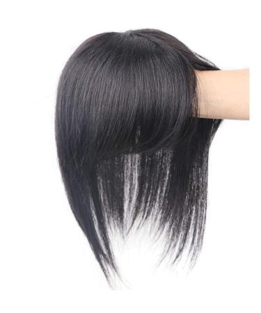 Real hair clip on bangs crown wig topper Wiglet hair parts for thinner hair for women 25.4 cm black 25.4 cm (10 inches) black