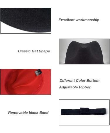FADACHY Trendy Wide Brim Fedora Hat for Men & Women - Black-Red - Buy Online on GoSupps.com