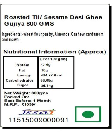 Ghasitaram Gifts Holi Sweets Holi Gifts Holi Hamper Roasted Til/Sesame Gujiya 800 GMS - Buy Online on GoSupps.com