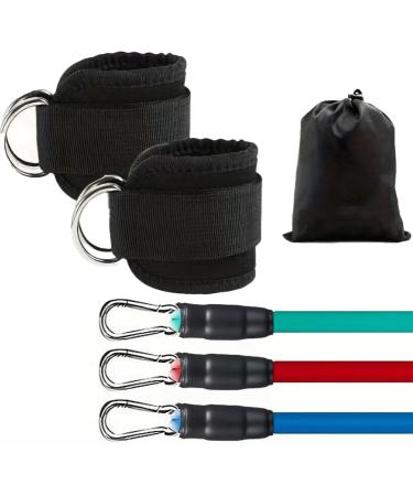 Ankle Resistance Bands Ankle Bands with Cuffs for Exercise Leg Hip Training Resistance Bands Ankle Bands with Exercise Bands Female Leg and Hip Muscle Hip Exercise Equipment (Black)