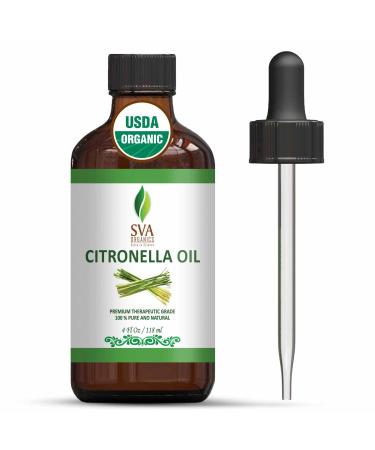 SVA ORGANICS Citronella Essential Oil Organic USDA 4 Oz Pure Natural Therapeutic Grade Oil for Skin, Body, Diffuser, Candle Making - Buy Online on GoSupps.com