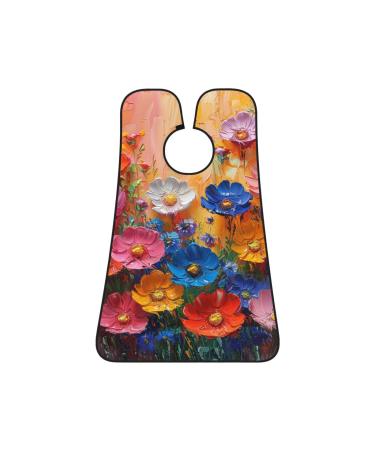 flower painting Print Beard Bib Apron Non-Stick Beard Men's Hair Catcher for Shaving Gifts for Men. One Size Black3