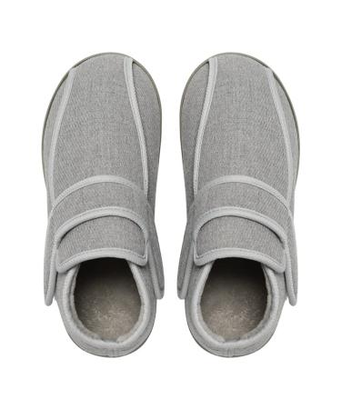 fohapfam Women's Walking Shoes with Adjustable Orthopedic Wide Width Walking House Slippers for Swollen Feet Diabetic Bunions Indoor/Outdoor Gray M Medium Grey