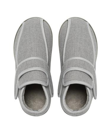 fohapfam Women's Walking Shoes with Adjustable Orthopedic Wide Width Walking House Slippers for Swollen Feet Diabetic Bunions Indoor/Outdoor Gray M Medium Grey