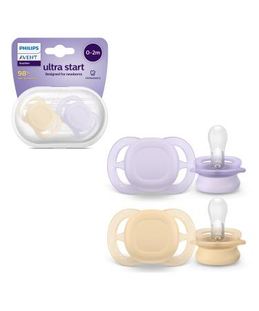 Philips AVENT Ultra Start Pacifiers Orthodontic Dummies for Newborns 0-2 Months BPA-Free with Sterilisation and Carry Case Pack of 2 SCF075/01