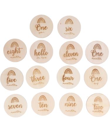 14Pcs Monthly Milestone Wood Discs Baby Milestone Discs for Photo Props Baby Shower Gifts Wooden Baby Monthly Milestone Cards - Buy Online on GoSupps.com