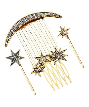 PAMINGONO 1 Set Star Moon Hairpin Wedding Side Comb Hair Decor Wedding Hair Combs Bridal Hair Comb Hair Clip Side Comb Wedding Hair Barrettes Star Hair Barrettes Star Hairpins Hair Clip Comb