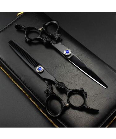 Professional Hairdressing Scissors Thinning Shears 6.0 Inch Barber Black Set Premium Hairdressing Stylish Cutting 6CR Steel Haircut Kit Men Women - Buy Online on GoSupps.com