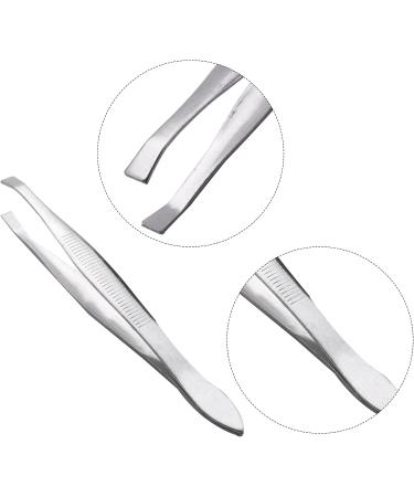 Fegtrtyoa 2X Silver Tone Slanted Flat Tip Metal Hair Eyebrow Tweezer Cosmetic Tool for Lady - Buy Online on GoSupps.com