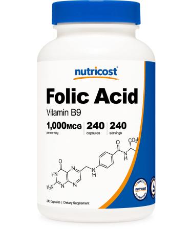 Nutricost Folic Acid (Vitamin B9) 1000 mcg - 240 Capsules