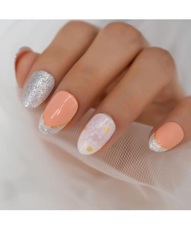 24-Piece Daisy Blossom Silver Glitter Flower Set - Soft Orange Shiny Design for Picnics Dates & Parties - Buy Online on GoSupps.com