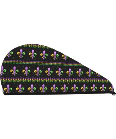 Mardi Gras Fleur de Lis Microfiber Hair Towel - Super Absorbent & Quick Dry Coral Velvet Wrap for Long Curly & Thick Hair - Buy Online on GoSupps.com