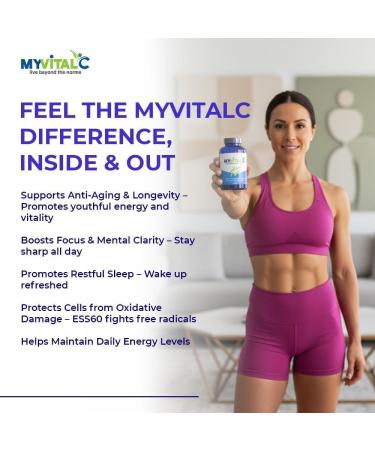 MyVitalC Pure ESS60 Extra Virgin Olive Oil Softgel Capsules - High Strength Antioxidant Supplement with Pure Olive Oil - Oral Supplement - Supplements for Men & Women - 180 Softgels - Buy Online on GoSupps.com