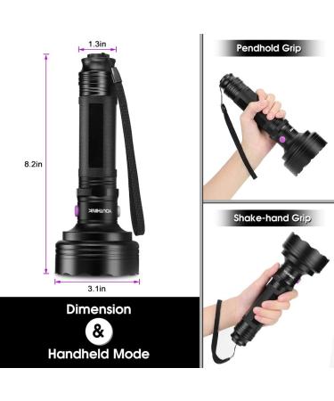 Youthink 2 in 1 UV Flashlight - 100 LED Handheld Black Light with 75 UV & 25 White LEDs | Ideal for Home & Outdoor Use | International Shipping - Buy Online on GoSupps.com