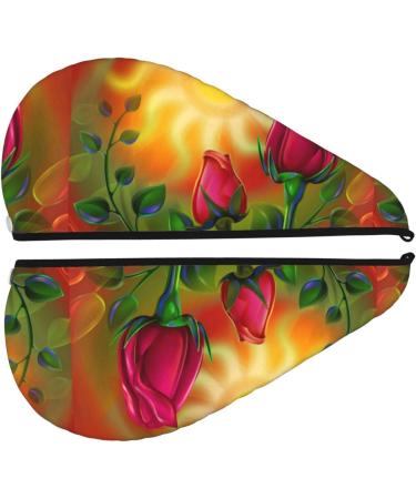 Hair Towel Wrap - Quick Drying Towel Turban with Button | Rose Psychedelic Design - Buy Online on GoSupps.com