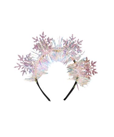 AOVNA Christmas Snowflake Headbands Winter Snow Hair Hoop Glitter Snowflake Head Bopper Headdress Costume Props for Women Girls