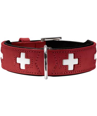 HUNTER SWISS dog collar leather high quality Swiss cross 37 (XS-S) red/black red/black 37 (XS-S) Collar