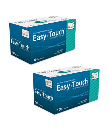 2 BOXES EASY TOUCH 32G TIP x 6 MM (1/4") DISPOSABLE PEN NEEDLES (100 COUNT X 2 BOXES) *COMPARE TO B-D NANO & NOVOFINE AND SAVE!!*