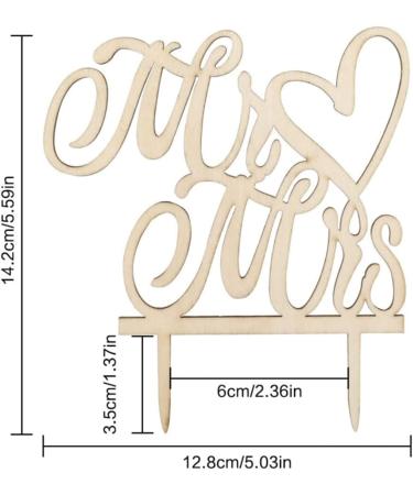 ZHjuju Wedding Cake Topper 2PCS Mr and Mrs Cake Topper Wooden Rustic Wedding Cake Toppers Personalised Retro Wooden Mr and Mrs Cake Topper for Wedding Valentine Anniversaries Cake Decoration - Buy Online on GoSupps.com