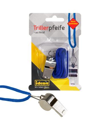 Idna 40187- Triller pipe made of metal signal pipe with a blue ribbon for hanging ideal for sports and leisure activities for children trainers teachers and lifeguards