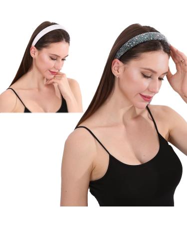 4 PCs Glitter Sequin Headbands for Girls & Women - Sparkling 1.1-Inch Wide Padded Hair Bands in Black Gray Beige White - Buy Online on GoSupps.com
