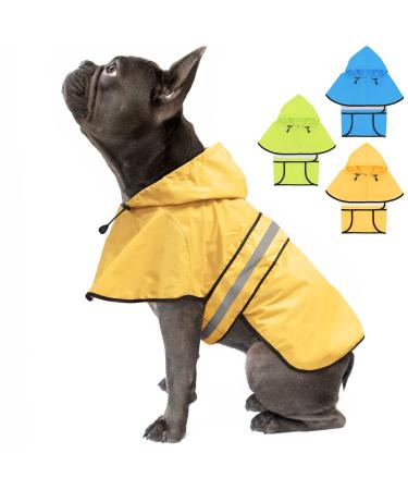 Weesiber reflecting waterproof dog rain coat-adjustable pet jacket light dog-smell poncho with hood for small to very large dogs and puppies (m yellow) m yellow