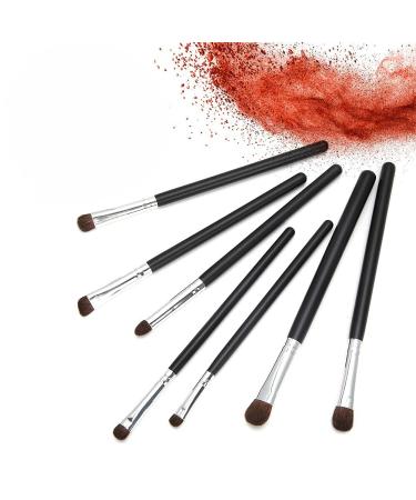 Brush set 7 pieces of cosmetic brush set-Kabuki make-up brush wet and dry brushes Powder brushes for blush loose powder facial highlight nose shadow eyelash eyebrows lips (black)
