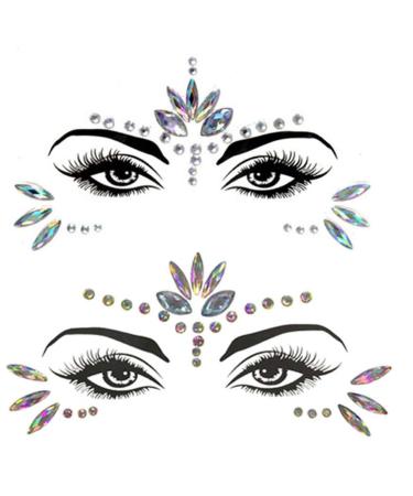 Mermaid Face Gems Stick Jewels for Women Cosplay Mermaid Halloween Club Costume Face Gems Sticker on Rave Party Gift for Kids Costume Temporary Tattoos Festival Outfit
