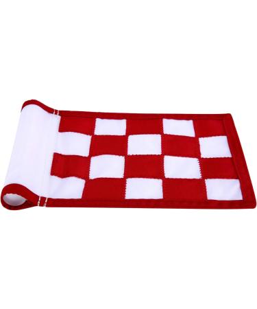 Green Nylon Golf Flag Set - Indoor/Outdoor Checkered Training Putting Flags - Portable 8.7x6 Golf Target Flags (White/Red) - Buy Online on GoSupps.com