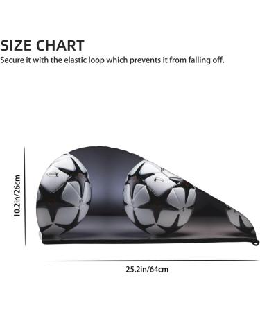 Black & White Football Dry Hair Cap - Super Absorbent Elastic Wrap for Long Thick Hair - Quick Dry for Girls & Women - Buy Online on GoSupps.com