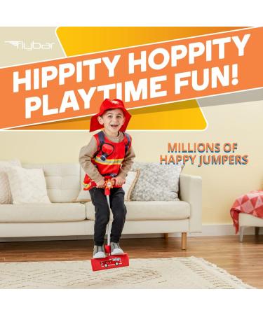 Flybar Pogo Hopper Firefighter Role Play Set with Fire Hat and Vest - Fun Fireman Costume with Siren and Flashing Lights for Indoor and Outdoor Play - Ages 3 and Up - Buy Online on GoSupps.com
