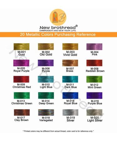 New brothread 20 Assorted Metallic Embroidery Machine Thread Kit - 500M Each Spool - Buy Online on GoSupps.com