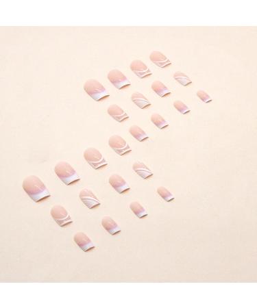 24Pcs French Tip Press On Nails Long Square Fake Nails French Acrylic Nails White Nail Tip Artificial Nails for Women Long Press On Nails Acrylic Nails Glossy False Nails Women and Girls Nail - Buy Online on GoSupps.com