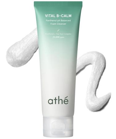 ATHE Vital B-Calm Panthenol pH Balanced Foam Cleanser - Acne and Redness Relief Moisturizing with Salicylic Acid and Tea Tree Complex - Vegan Hypoallergenic Ideal for All Skin Types 4.05 fl.oz.