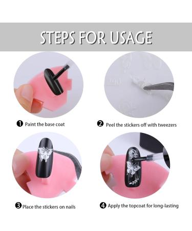 6 Sheets Butterfly Nail Stickers Decals Self-Adhesive Black White Butterflies Nail Art Stickers Nail Art Supplies Designs Kit for DIY Nail Tips Decoration - Buy Online on GoSupps.com