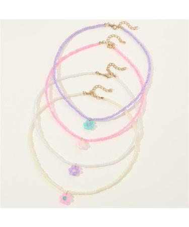 Shop Oralgos 4 Colorful Rocailles Pearl Flower Choker Necklace | Adjustable Handmade Jewelry for Women & Girls - Buy Online on GoSupps.com