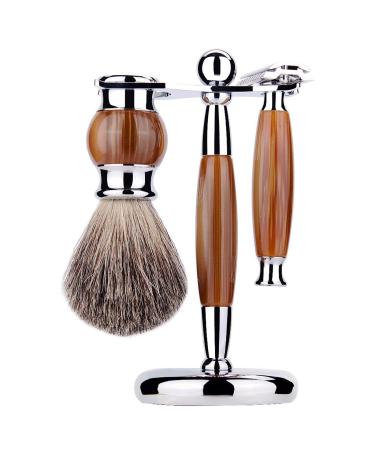 Men's Manual Shaving Set - Grooming Tools with Razor Stand & Beard Cleaning Brush for Perfect Shave - Buy Online on GoSupps.com