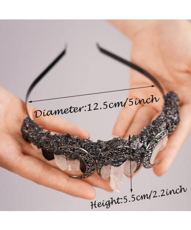 JWICOS Raw Crystal Quartz Crown Headband - Silver Moon Goddess Tiara for Women and Girls Halloween Costume - Buy Online on GoSupps.com