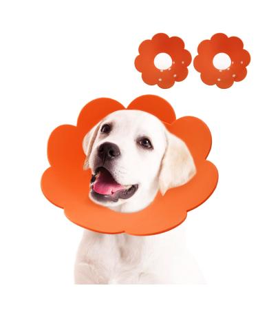 2 pieces of soft freak protective adjustable adjustable pet cone collar for operations after surgery neck crauses for cats prevents licking of wounds (orange l) l a-orange