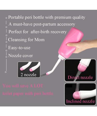 Postpartum Peri Bottle 17oz/500ml - Portable Bidet for Feminine Care & Travel | Upside Down Vaginal Wash Spray - Buy Online on GoSupps.com